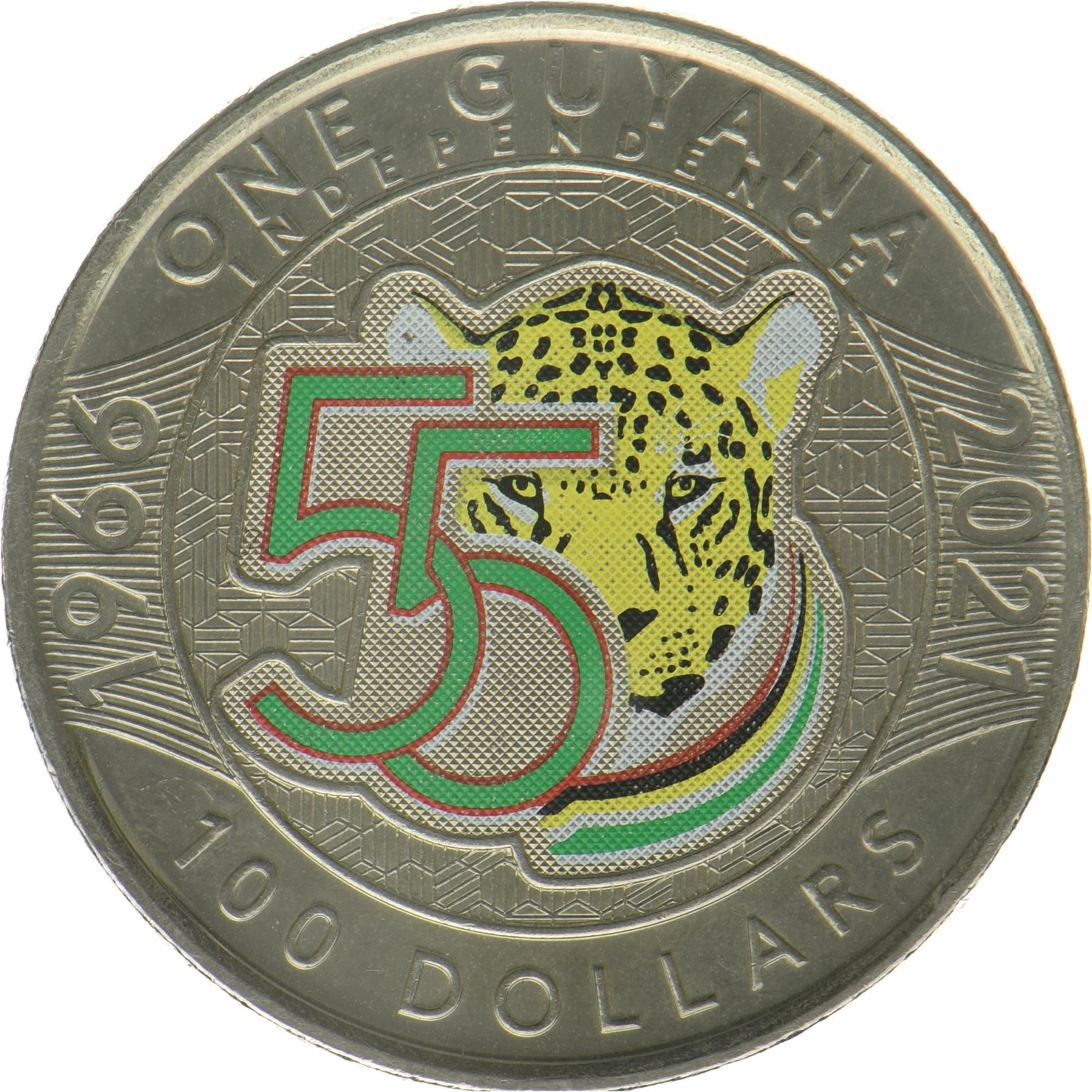 Guyana | 100 Dollars Coin | Jaguar | KM:64 | 2021