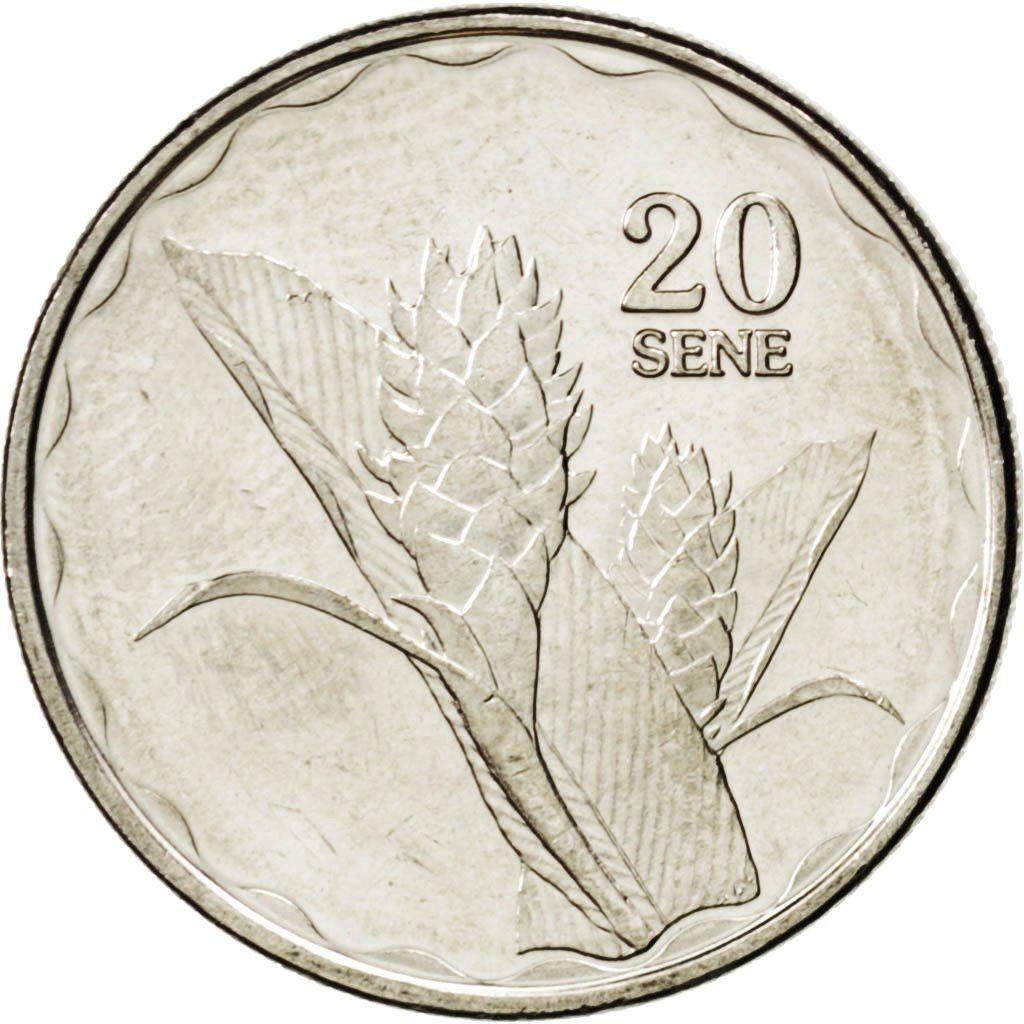 Samoa | Moneda de 20 Sene | Tui Atua Tupua Tamasese Efi | Jengibre Rojo | KM:169 | 2011 - 2015