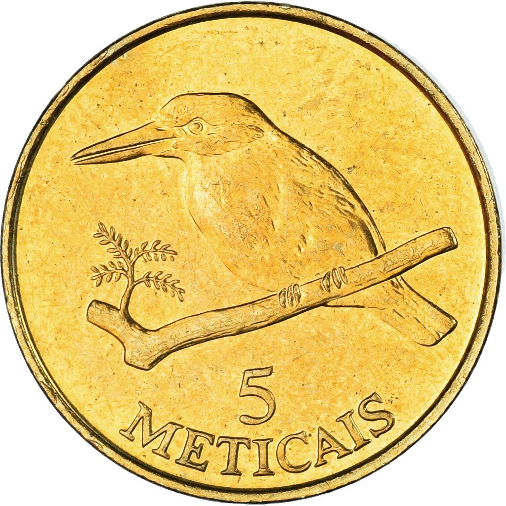 Mozambique | 5 Meticais Coin | Kingfisher Bird | Km:116 | 1994