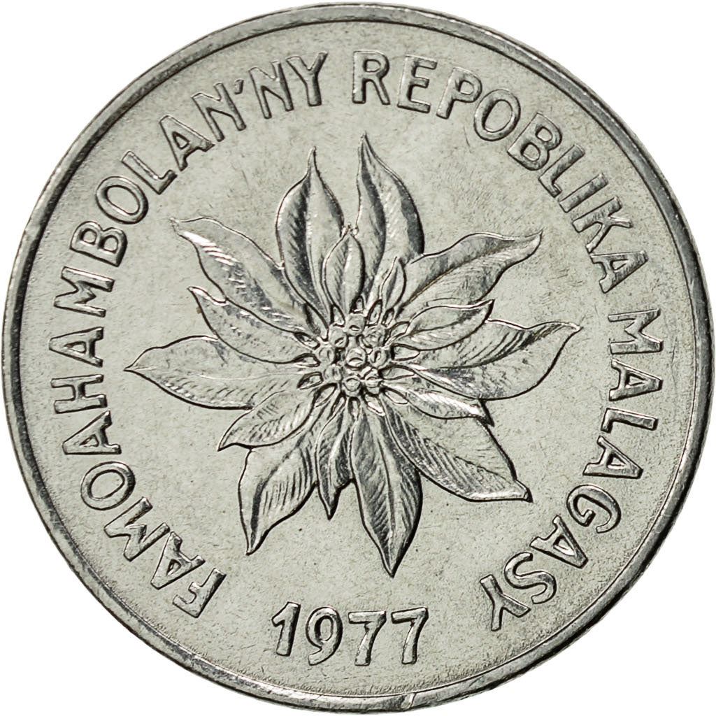 Madagascar | 2 Francs Coin | Zebu | Flower | Km:9 | 1965 - 1989