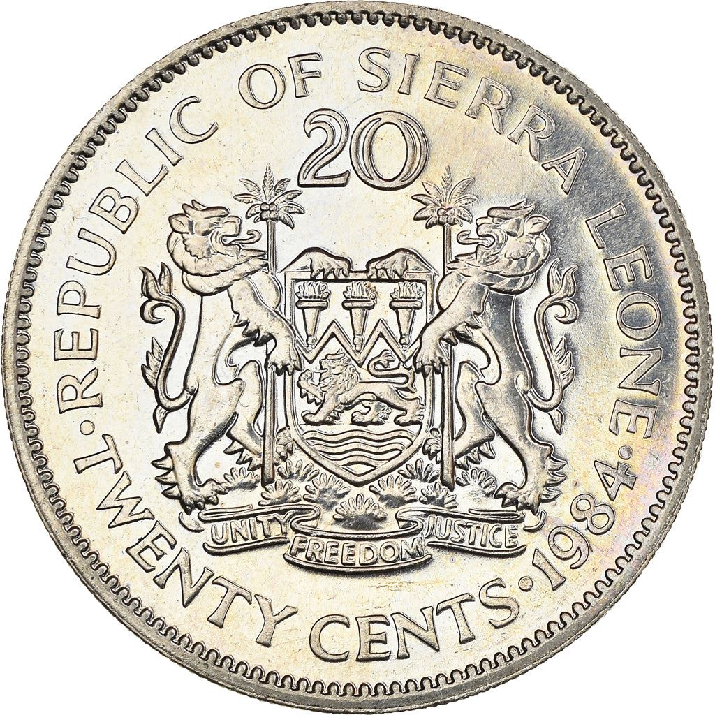 Sierra Leone | 20 Cents Coin | Dr. Siaka Stevens | KM30 | 1978 - 1984