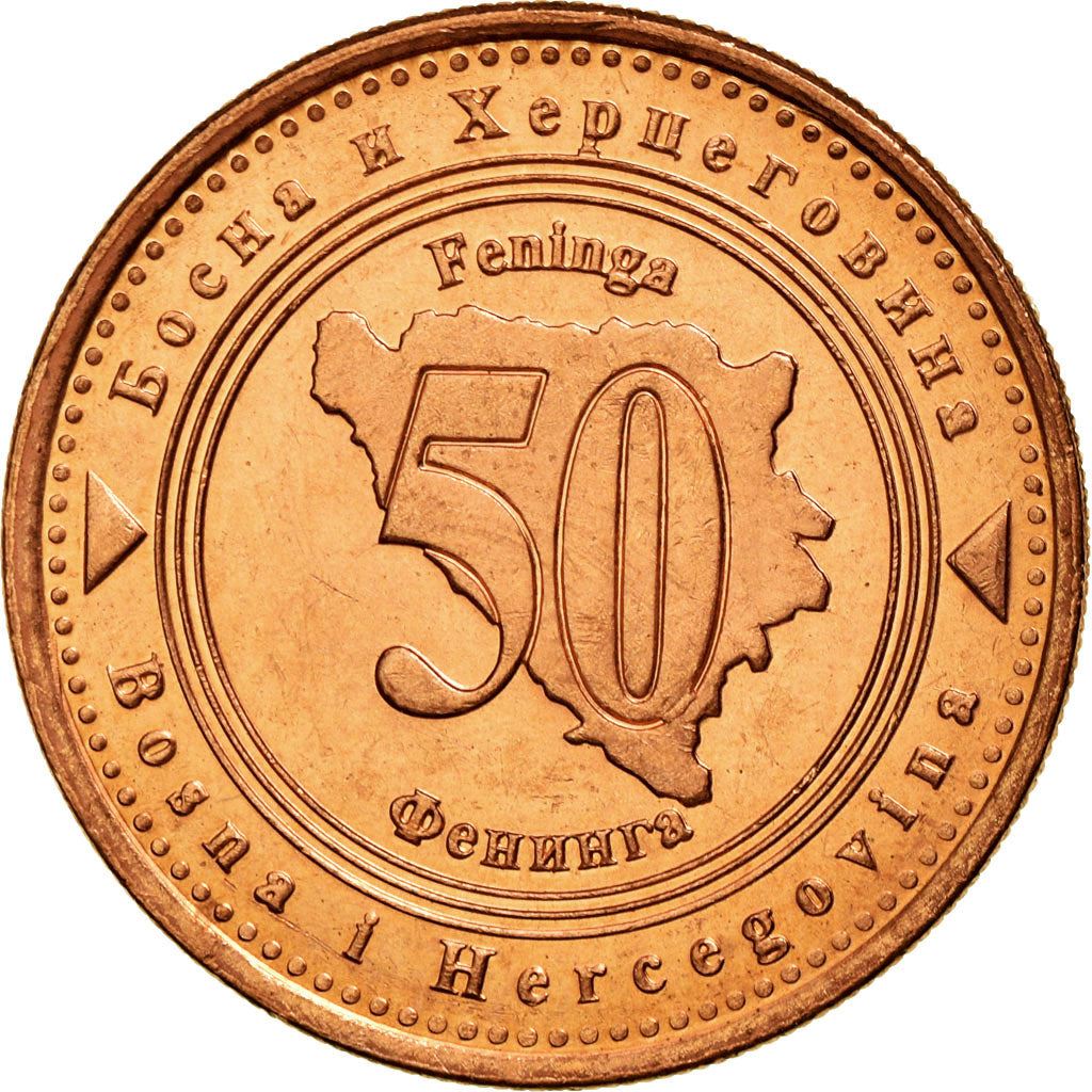 Bosnia and Herzegovina | 50 Feninga Coin | Map of Bosnia | Km:117 | 1998 - 2025