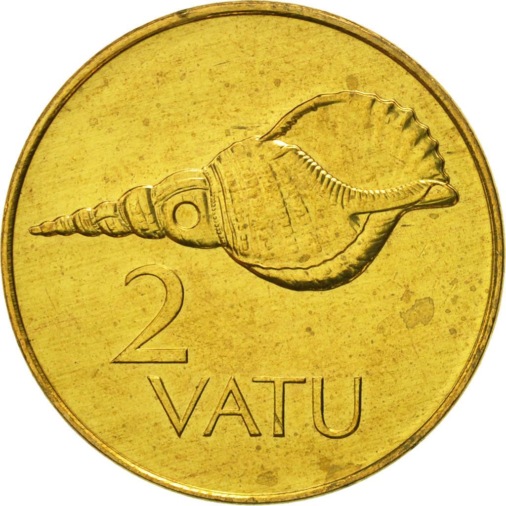 Vanuatu | 2 Vatu Coin | Melanesian Warrior | Triton Conch Shell | Km:4 | 1983 - 2002