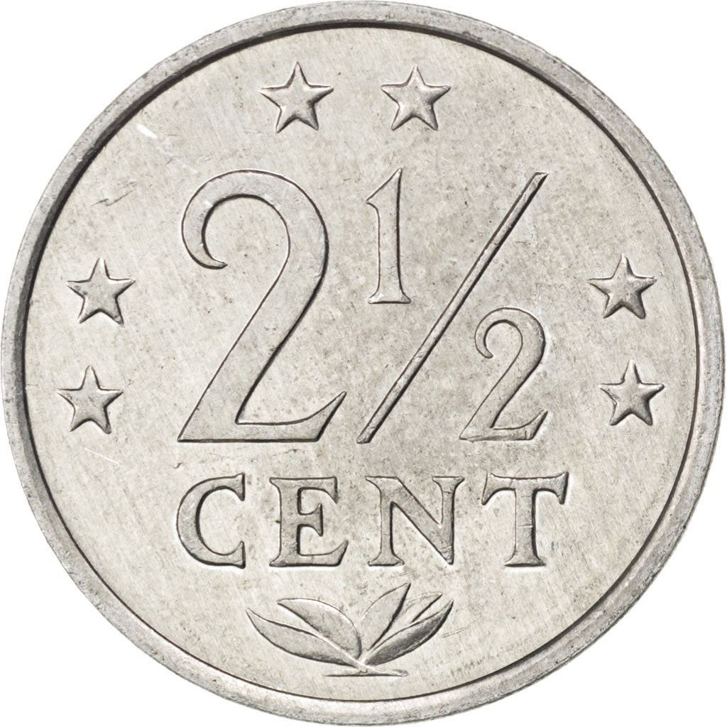 Netherlands Antilles | 2.5 Cents Coin | Aluminium | Crown | Coat of Arms | Km:9A | 1979 - 1985