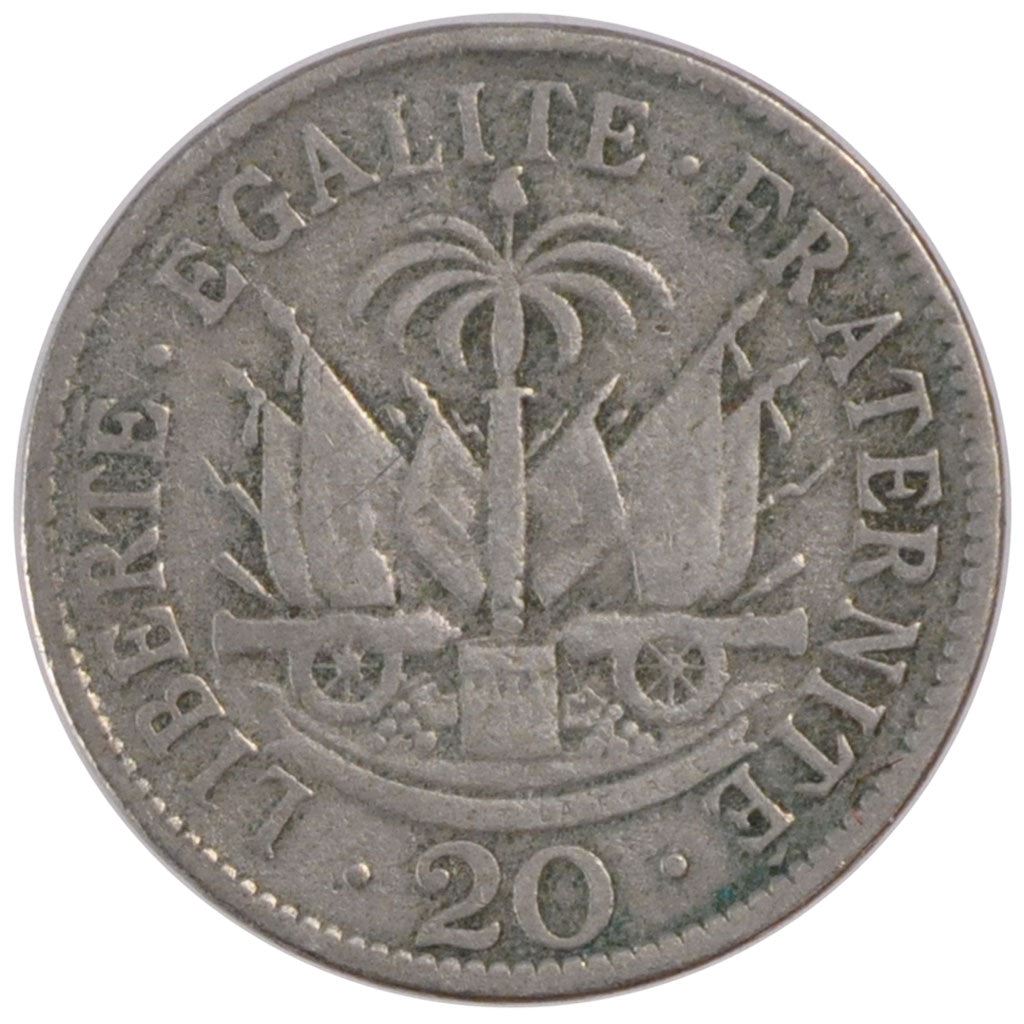 Haiti | 20 Centimes Coin | General Pierre Nord-Alexis | Cannon | Km:55 | 1907 - 1908