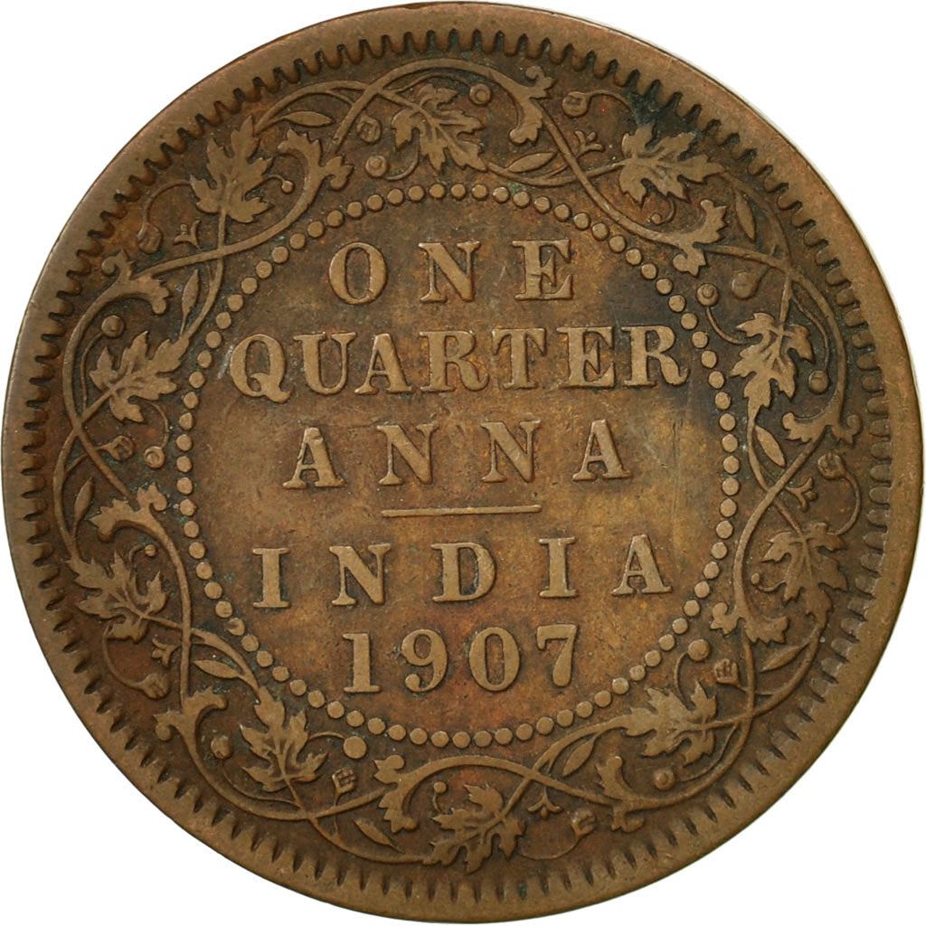 India - British | 1/4 Anna Coin | King Edward VII | Km:502 | 1906 - 1910