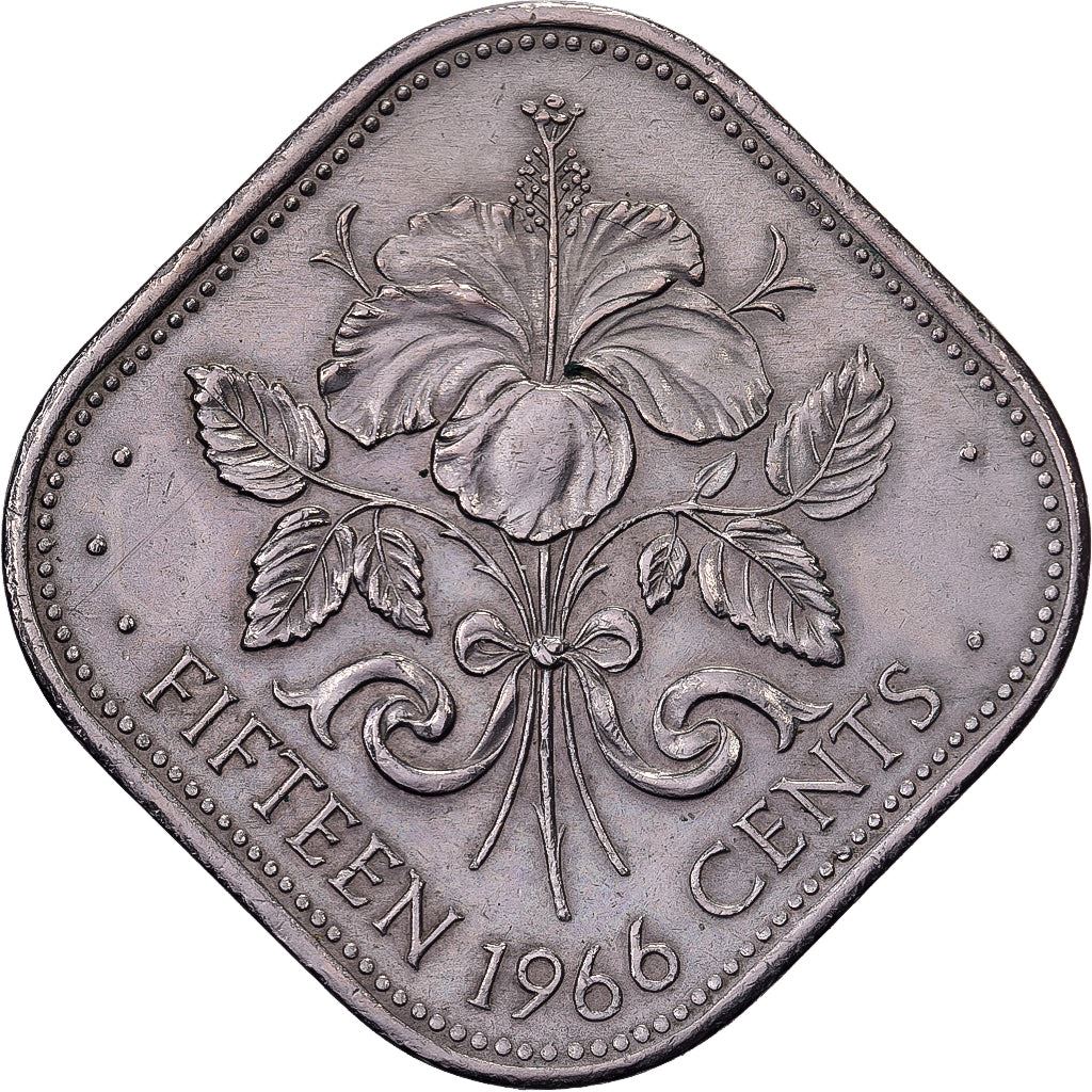 Bahamas | 15-Cent-Münze | Hibiskus | Kupfernickel | KM:5 | 1966–1970