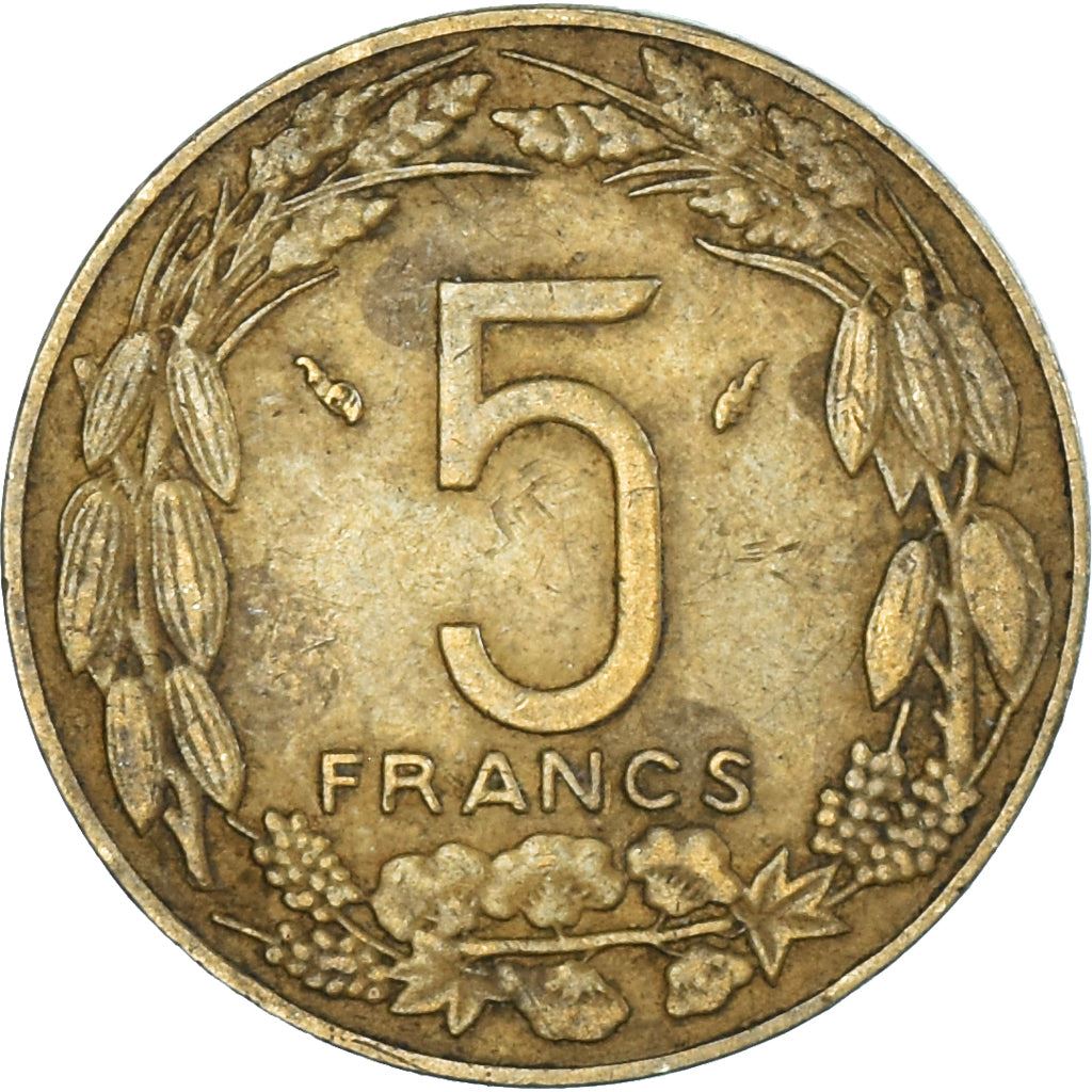 Central African States | 5 Francs Cfa Coin | Antelope | Crops | Km:7 | 1973 - 2003