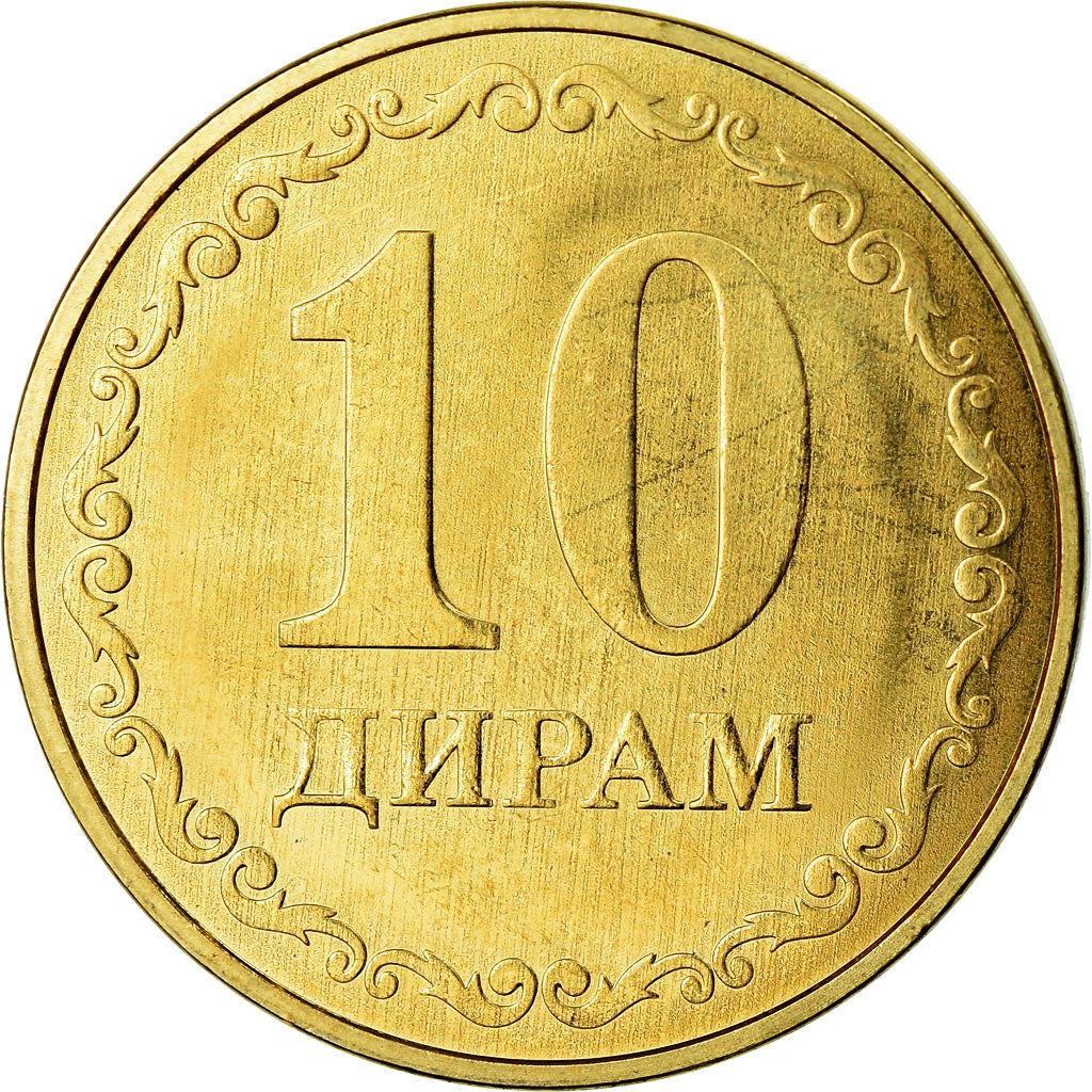 Tajikistan | 10 Diram Coin | Sunrise | Wheat | Cotton | Km:53 | 2019 - 2020