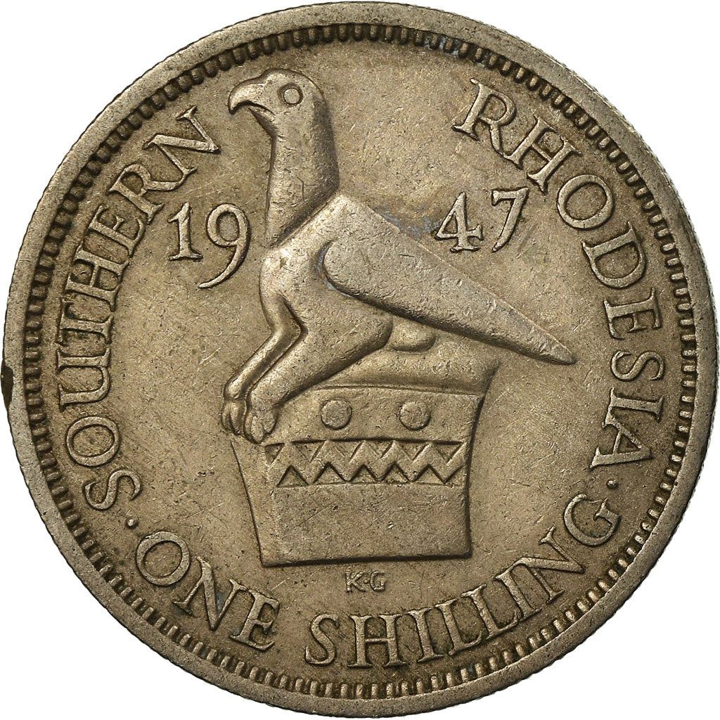 Southern Rhodesia | 1 Shilling Coin | George VI | Zimbabwe Bird | Km:18B | 1947