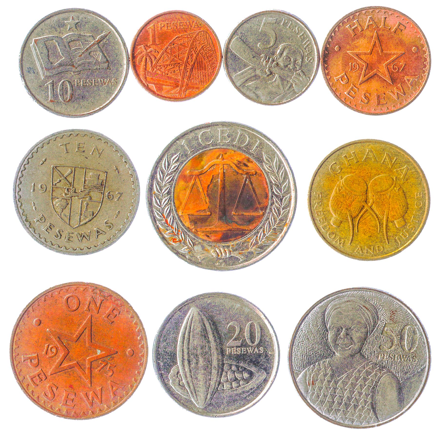 Ghana 10 Mixed Coins 100 Cedis | 1967 - 2018