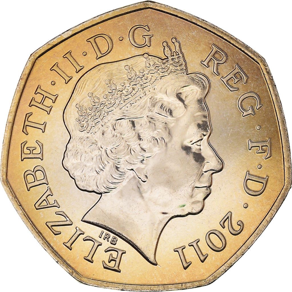 United Kingdom 50 Pence Coin | Elizabeth II 4th portrait | Weightlifting | 2011