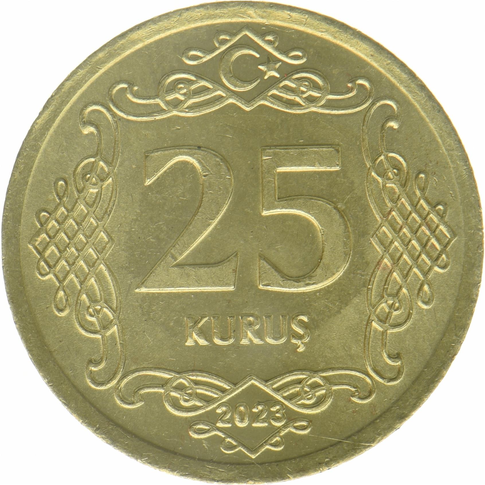 تركيا | عملة 25 قروش | مصطفى كمال أتاتورك | هلال | نجمة | كوفي | KM:1573 | 2023 - 2026