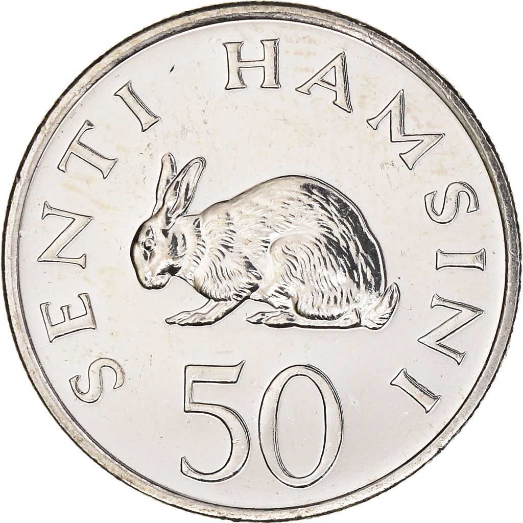 Tanzania | 50 Senti Coin | Rabbit | Km:26 | 1988 - 1990
