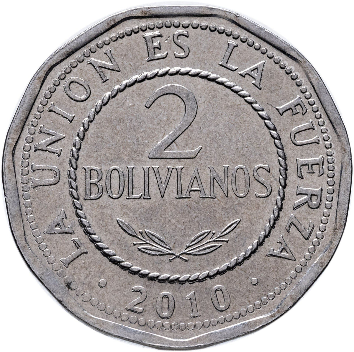 Bolivia | 2 Bolivianos | Stainless steel | Coat of Arms | KM:218 | 2010-2025