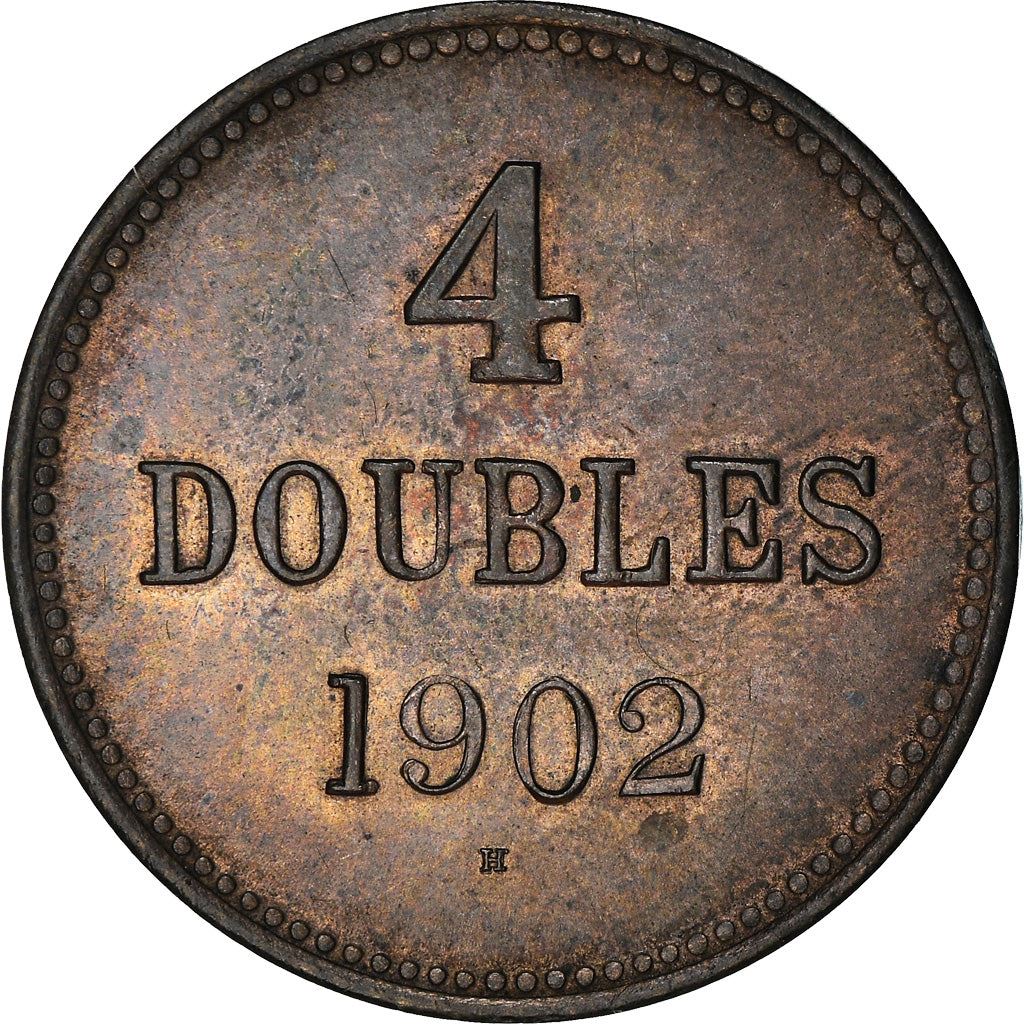 Guernsey 4 Doubles Coin | Guernsey Arms | KM5 | 1864 - 1911