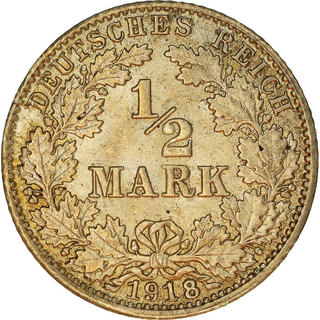 German Empire 1/2 Mark Coin | Deutsches Reich | Wilhelm II | Type 2 | KM17 | 1905 - 1919