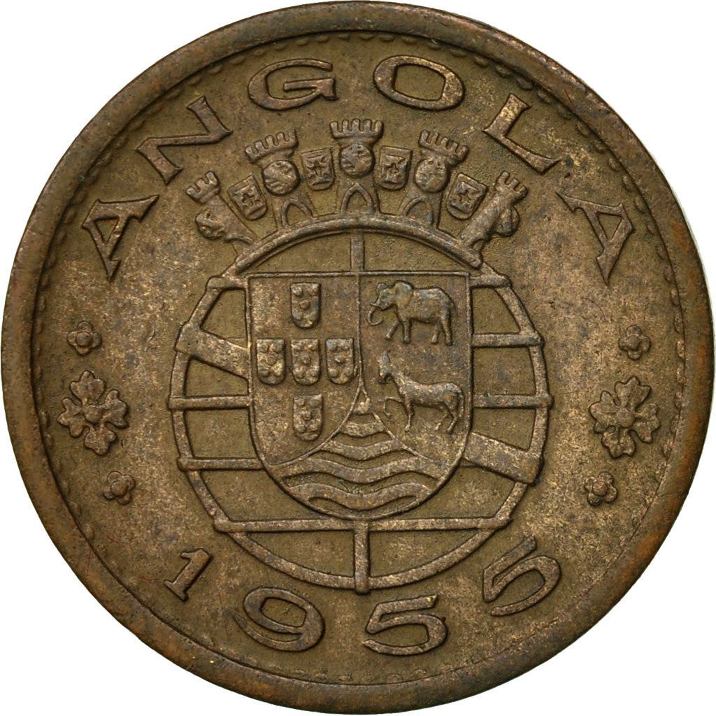Angola | 50 Centavos Coin | Horse | Elephant | Shield | Km:75 | 1953 - 1961
