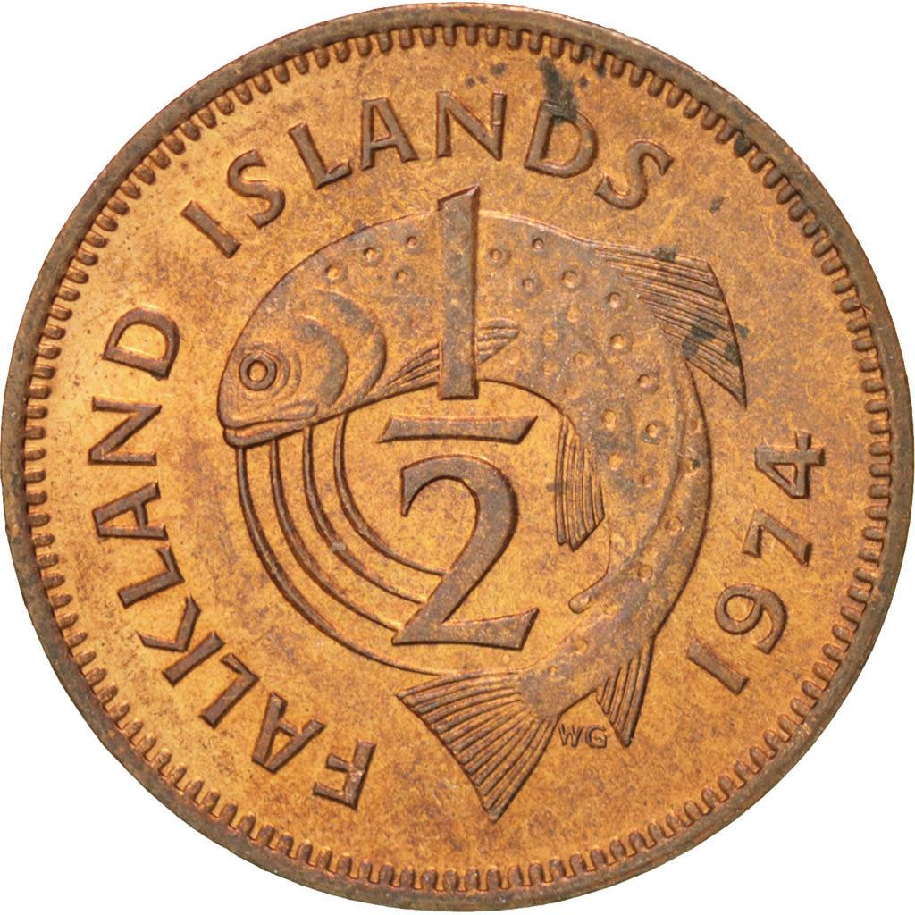 Falkland Islands | 1/2 Penny Coin | Trout | Km:1 | 1974 - 1983