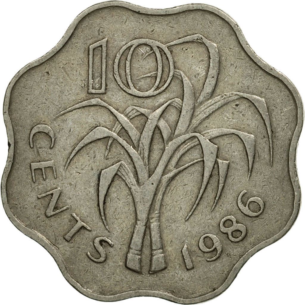 Kingdom of Swaziland | 10 Cents Coin | King Mswati III | Sugar Canes | KM:41 | 1986 - 1992