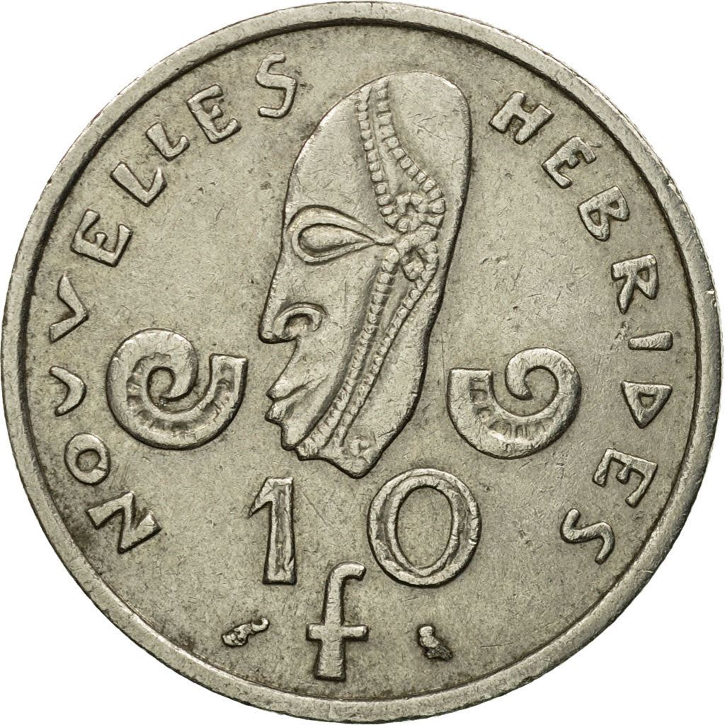 New Hebrides | 10 Francs Coin | Marianne | Native Mask | Snails | Km:2.1 | 1967 - 1970