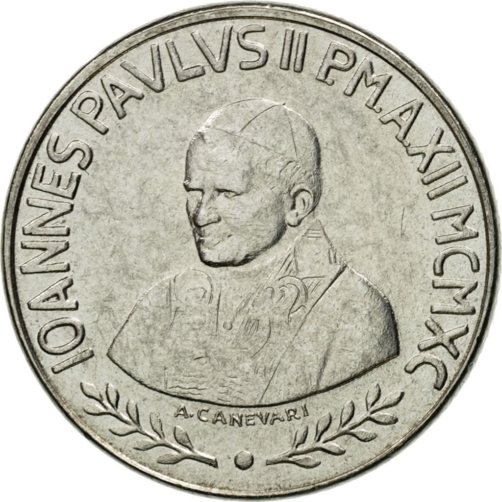 Vatican City | 100 Lire Coin | St. Benedict | Km:223 | 1990