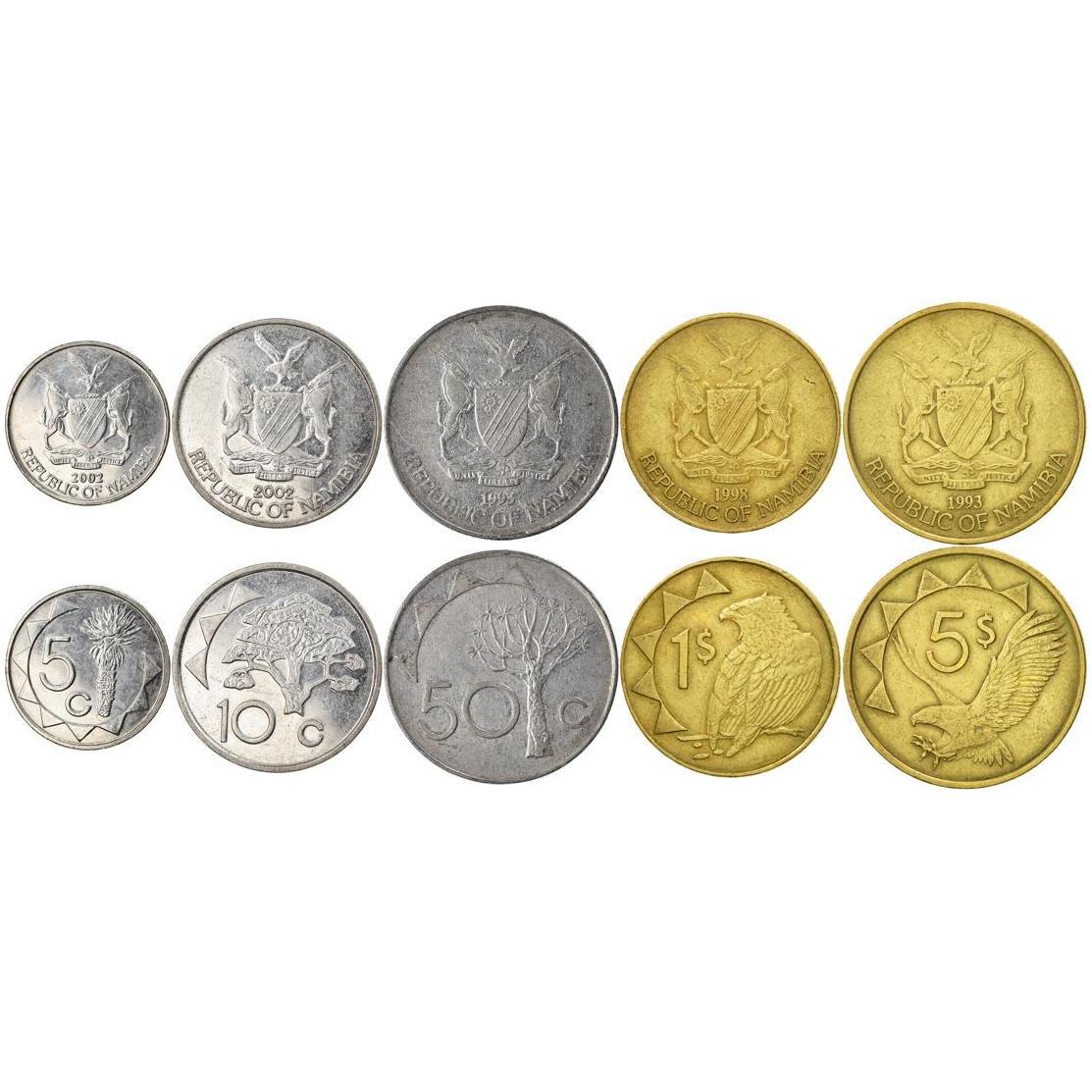Set 5 Coins Namibia Namibian Money 5 10 50 Cents 1 5 Dollars 1993 - 2015