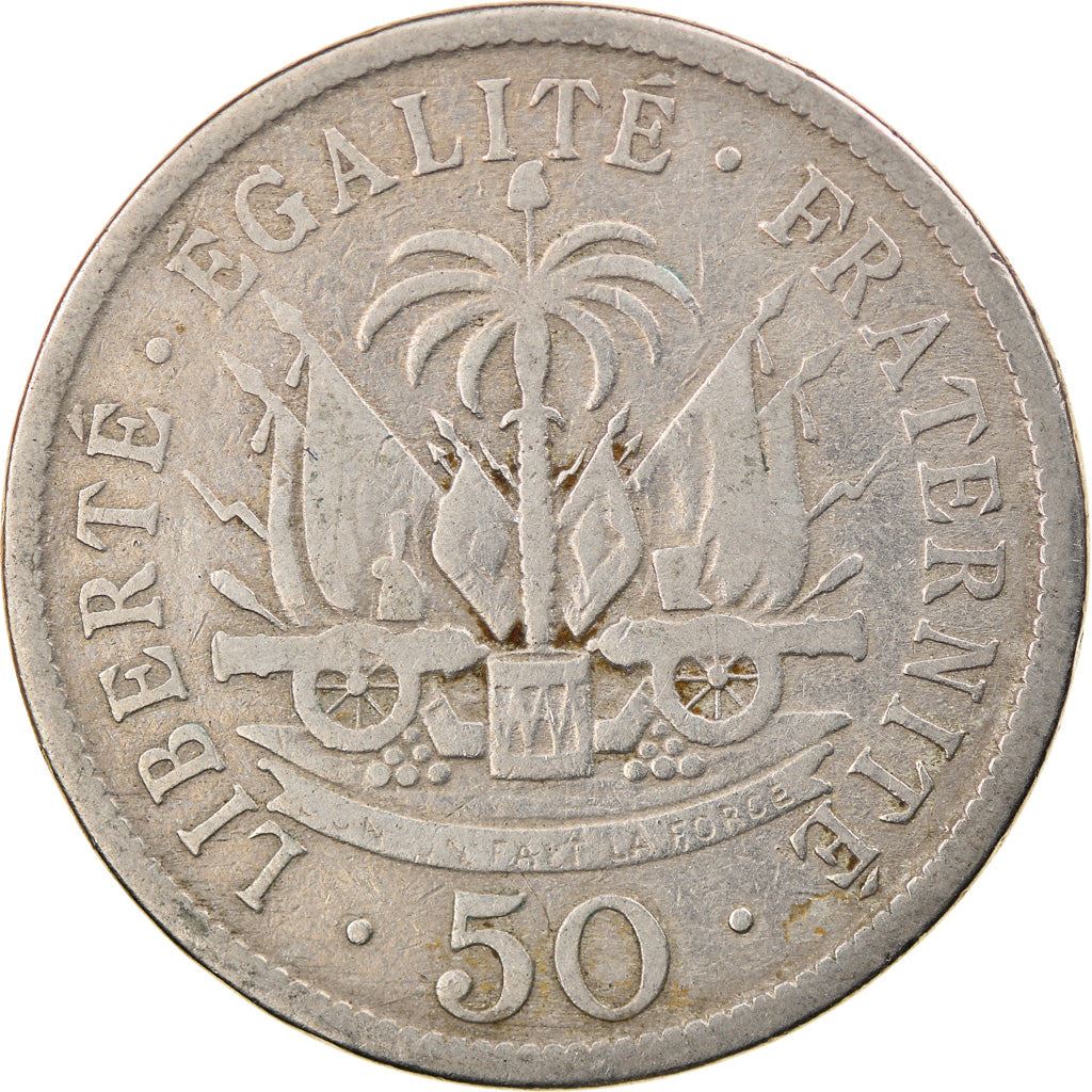 Haiti | 50 Centimes Coin | General Pierre Nord-Alexis | Cannon | Km:56 | 1907 - 1908