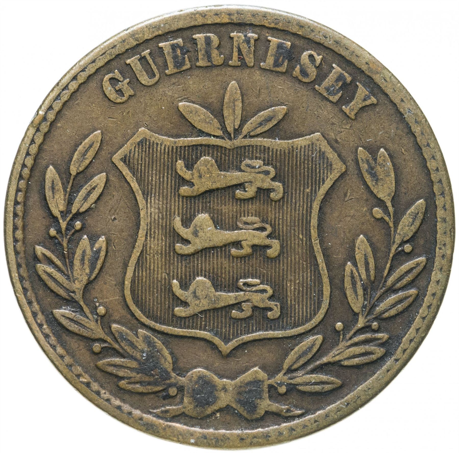Guernsey 8 Doubles Coin | KM7 | 1864 - 1911