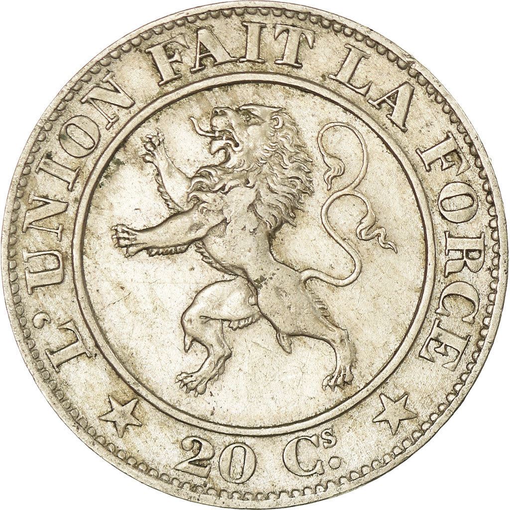 Belgian | 20 Centimes Coin | Leopold I | Lion | Star | KM20 | 1860 - 1861