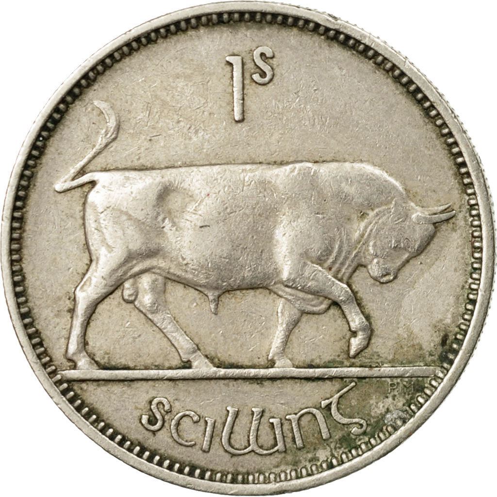 Ireland Coin Irish 1 Scilling | Celtic Harp | Bull | KM14a | 1951 - 1968