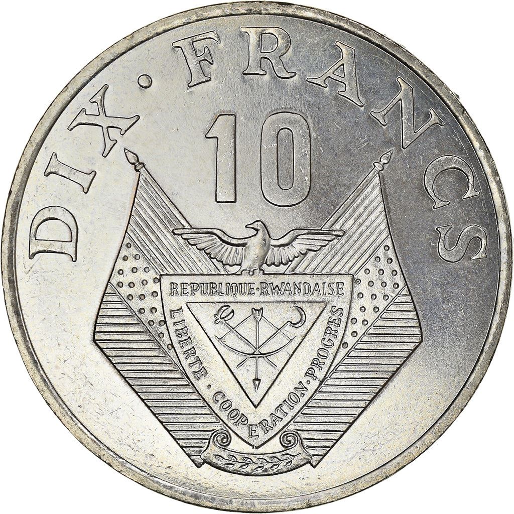 Rwanda | 10 Francs Coin | Coffee Plant | Km:14.2 | 1985