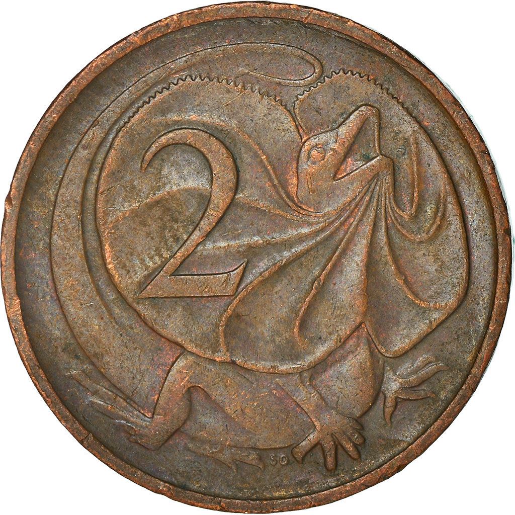 Australia | 2 Cents Coin | Frill-necked Lizard | Km:63 | 1966 - 1984