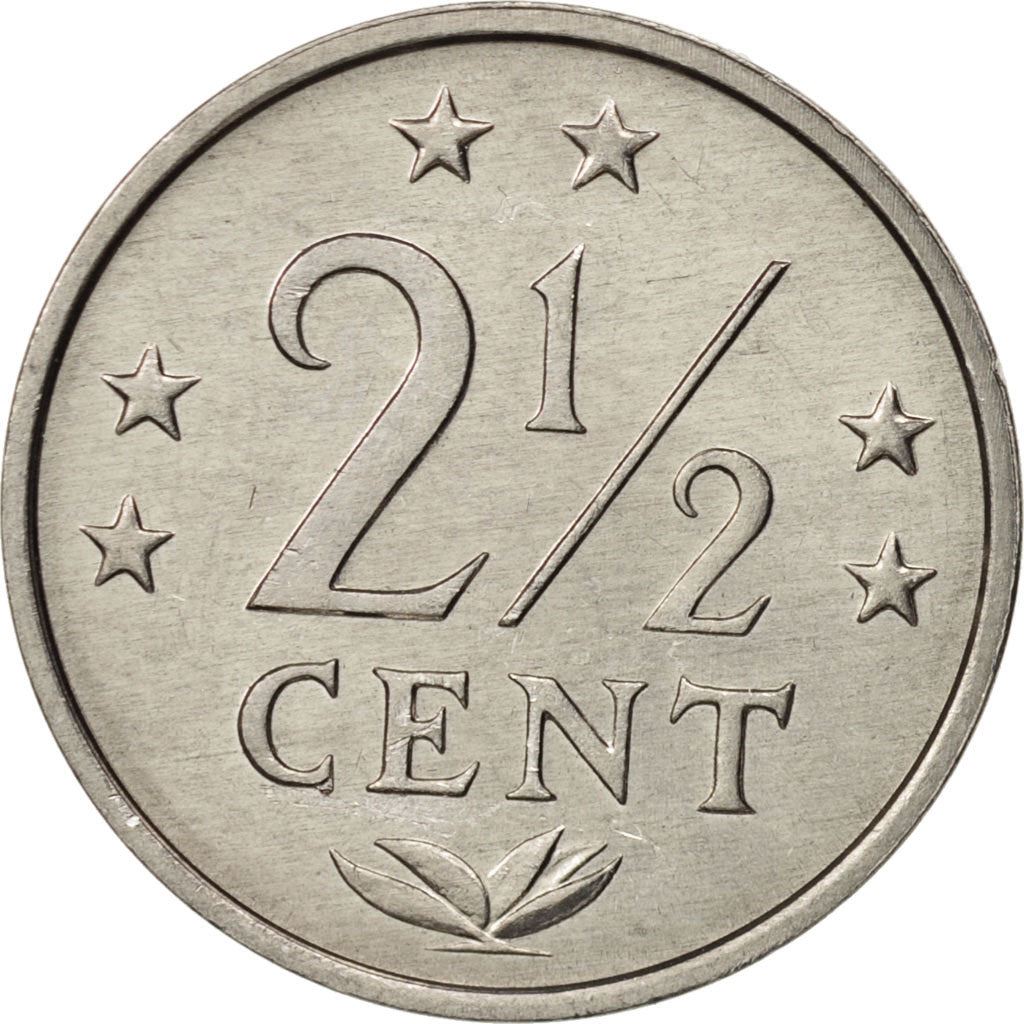 Netherlands Antilles | 2.5 Cents Coin | Aluminium | Crown | Coat of Arms | Km:9A | 1979 - 1985