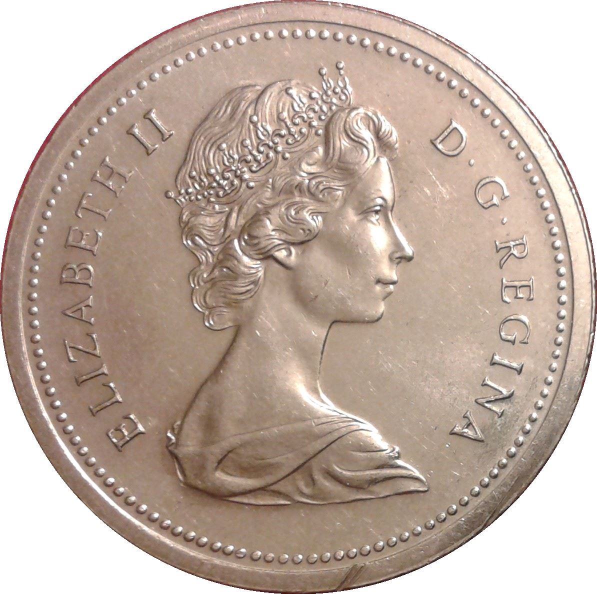 Canada | 1-dollars mønt | Nikkel | 2. portræt; randperler | KM:117 | 1977