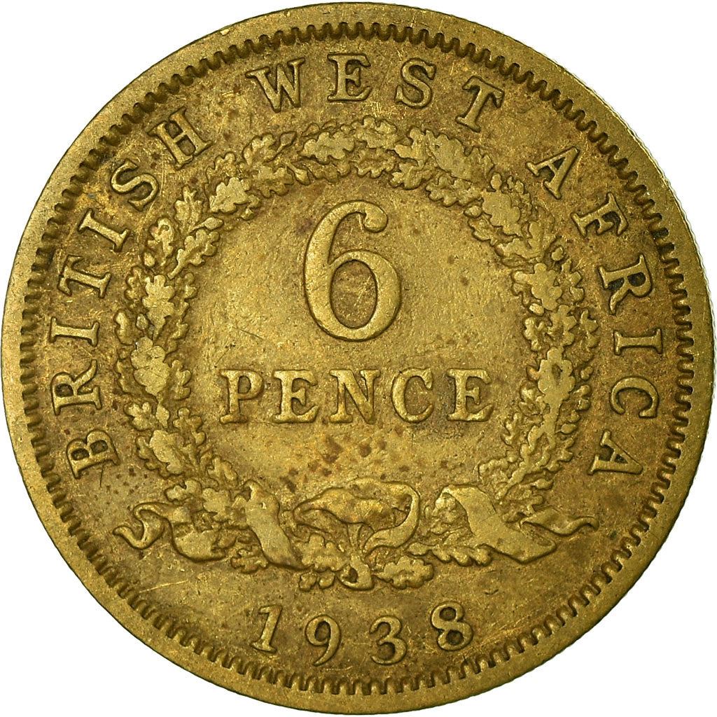 British West Africa | 6 Pence Coin | Wreath | George VI | Km:22 | 1938 - 1947