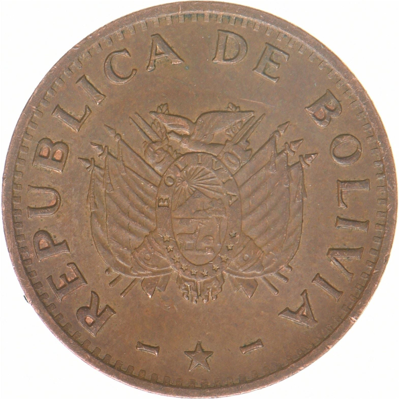 Bolivien | 10 Centavos | Kupferbeschichteter Stahl | KM:202a | 1997
