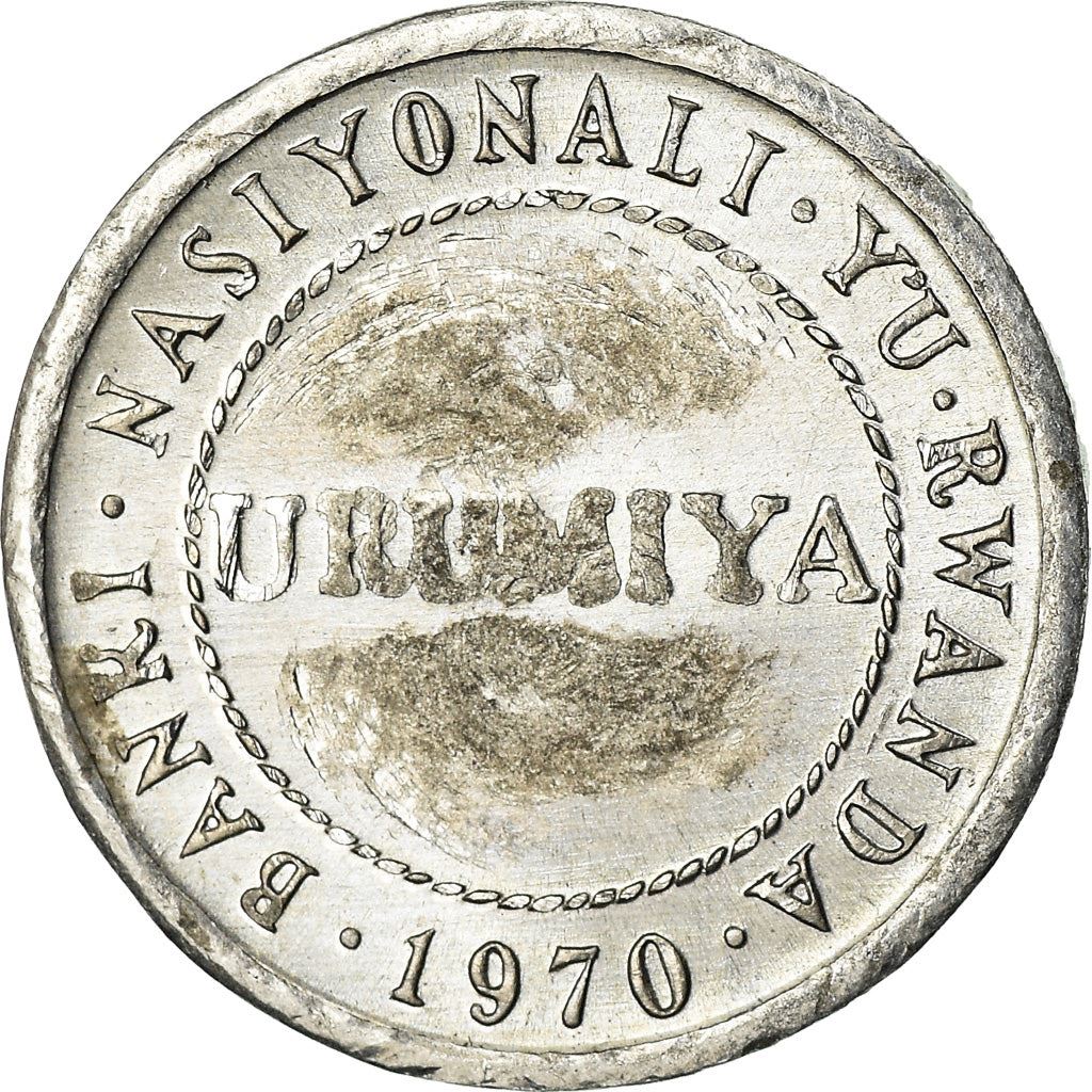 Rwanda | 1/2 Franc Coin | Stylized Plants | Km:9 | 1970