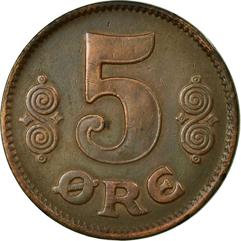 Denmark | 5 Ore Coin | Monogram | Km:814 | 1913 - 1923