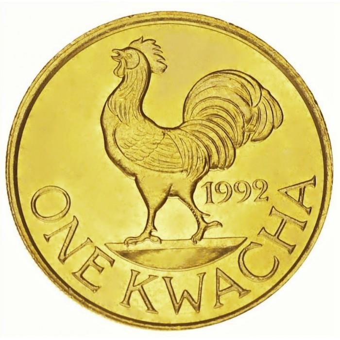 Malawi 1 Kwacha Coin | Hastings Banda | Rooster | KM20 | 1992