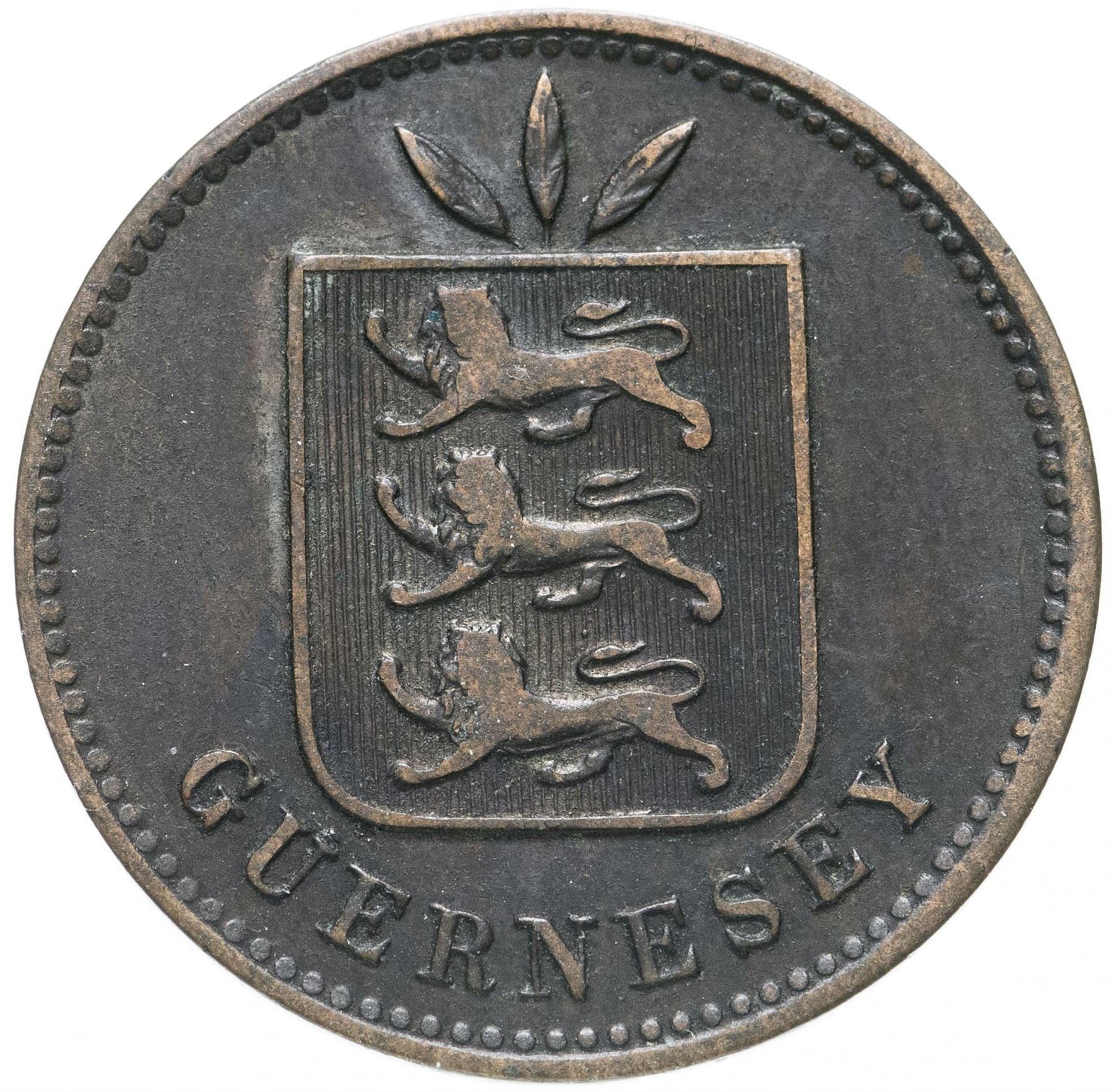 Guernsey 4 Doubles Coin | Guernsey Arms | KM5 | 1864 - 1911