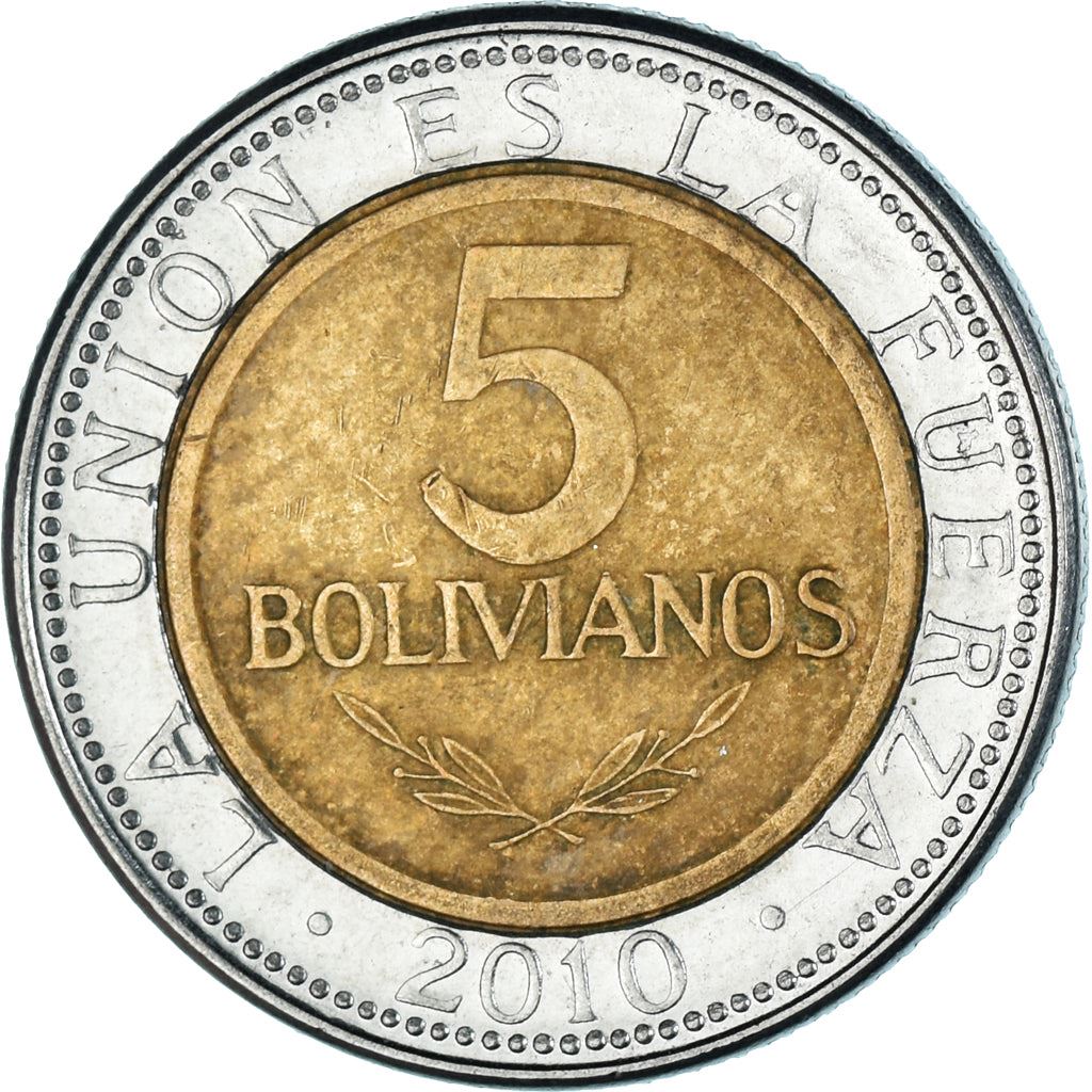 Bolivia | 5 bolivianos | Bimetallisch | Wapen | KM:219 | 2010-2012