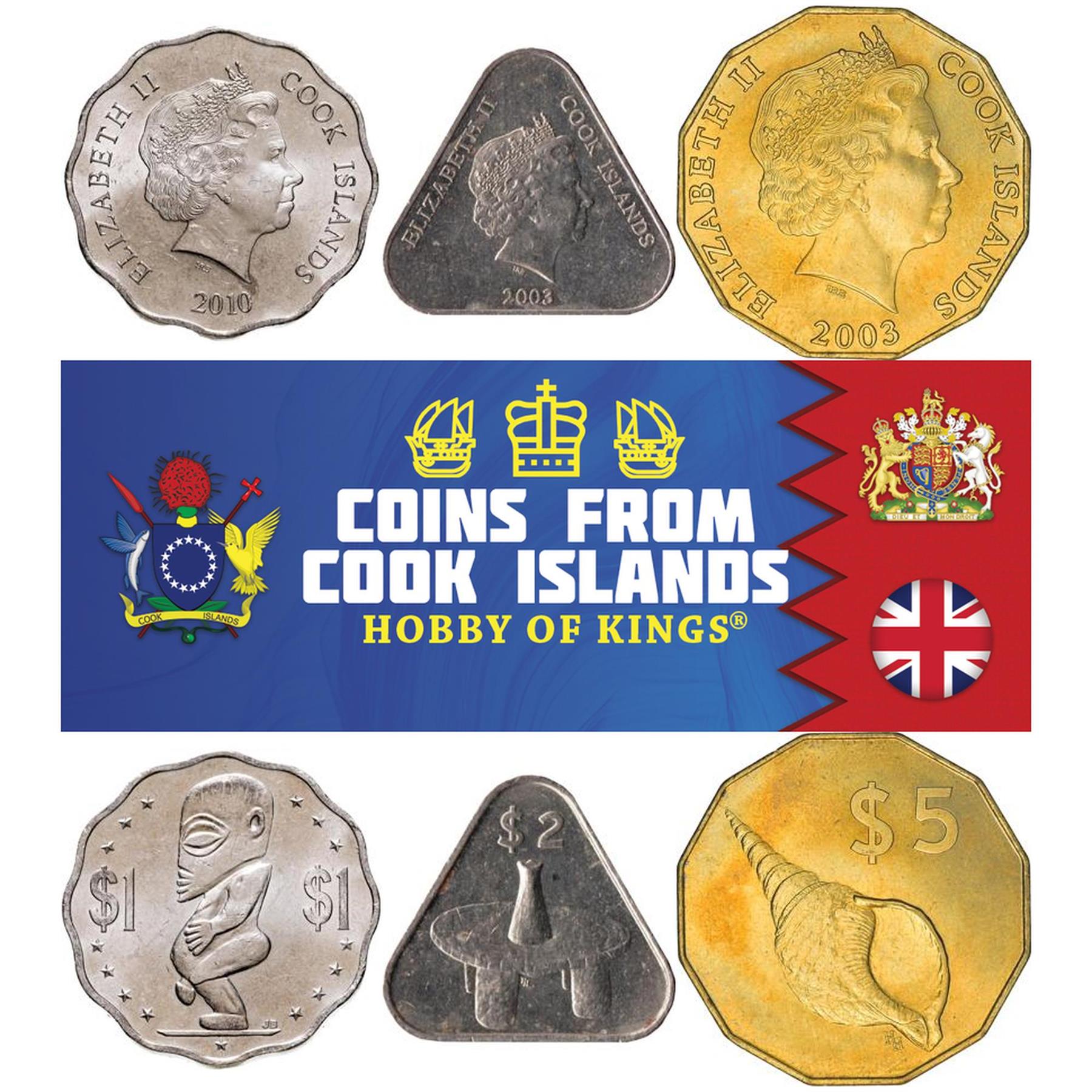 Cook Islands | 3 Coin Set | 1 Dollar 2 5 Dollars | 2003 - 2010