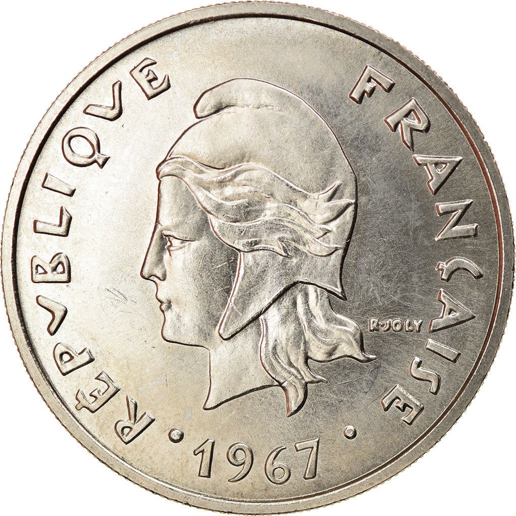 New Hebrides | 20 Francs Coin | Marianne | Native Mask | Snails | Km:3.1 | 1967 - 1970