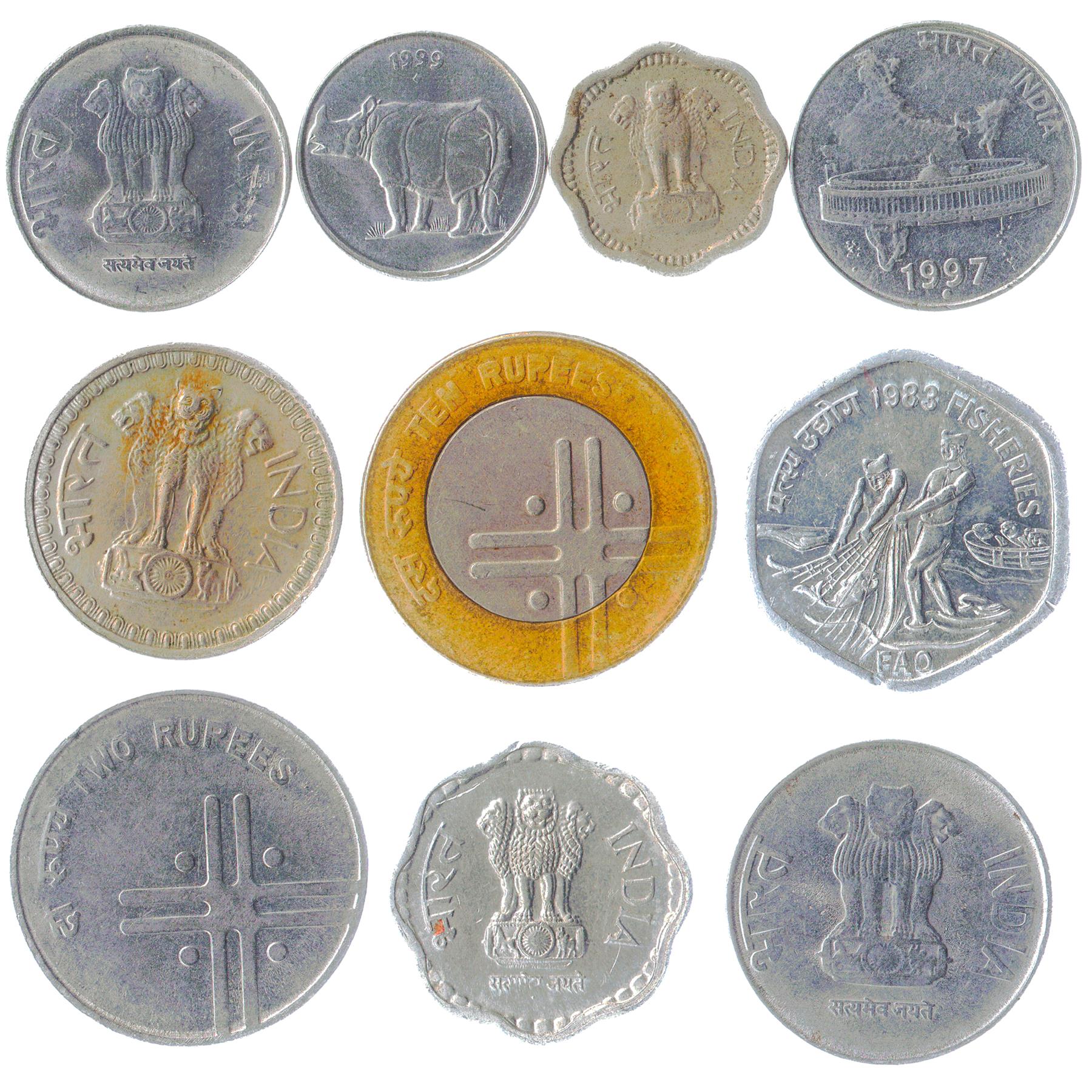 India 10 Mixed Coins | 1950 - 2026
