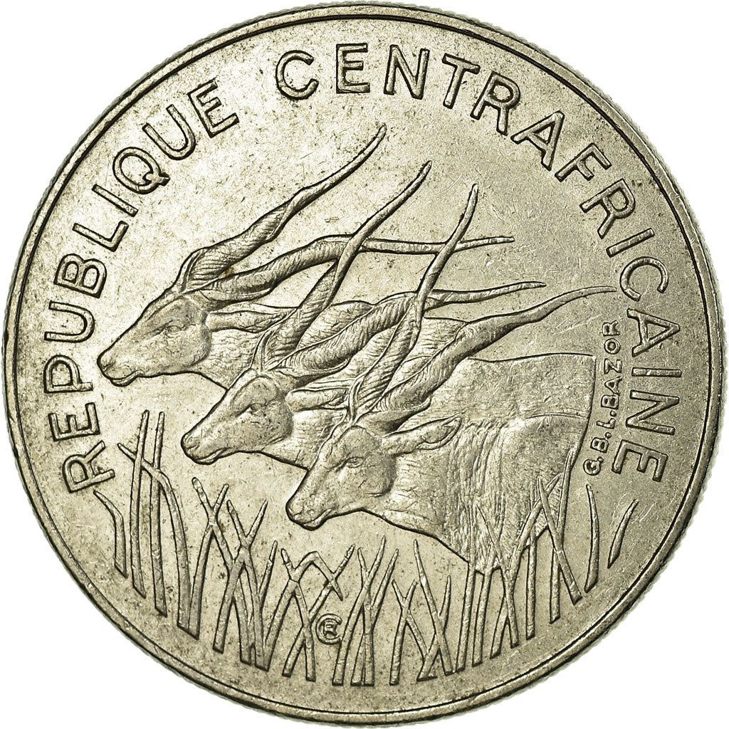 Central African Republic | 100 Francs Cfa Coin | Antelope | Km:7 | 1975 - 1990