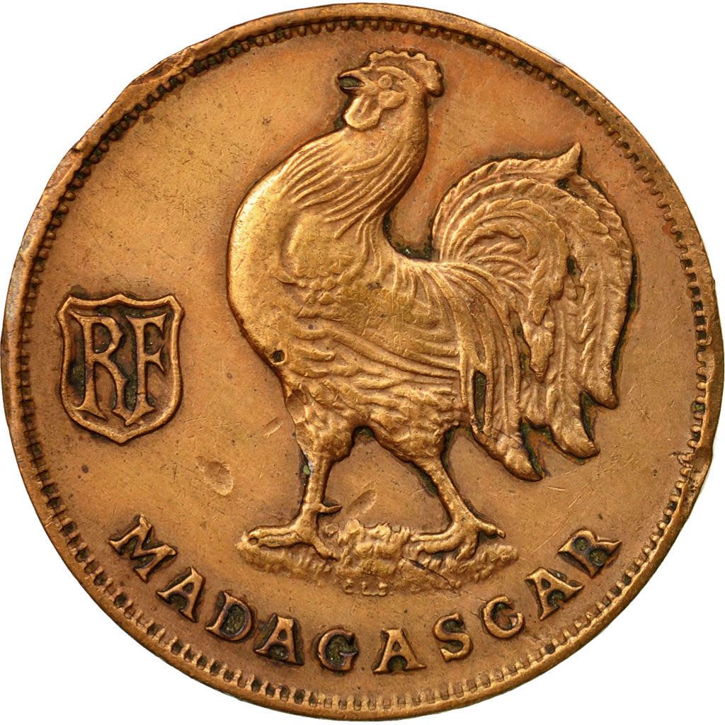 Madagascar | 1 Franc Coin | Rooster | Lorraine Cross | Km:2 | 1943