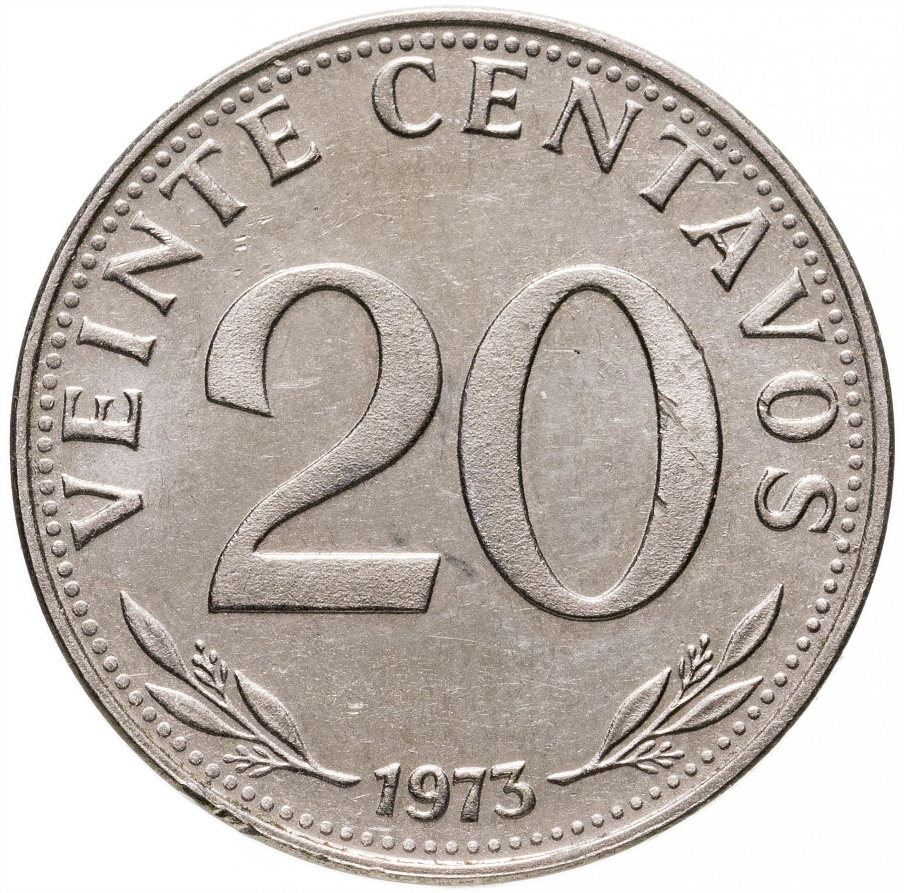 Bolivia 20 Centavos Coin | Mountains | Chapel | Palm Tree | Lama | KM189 | 1965 - 1973