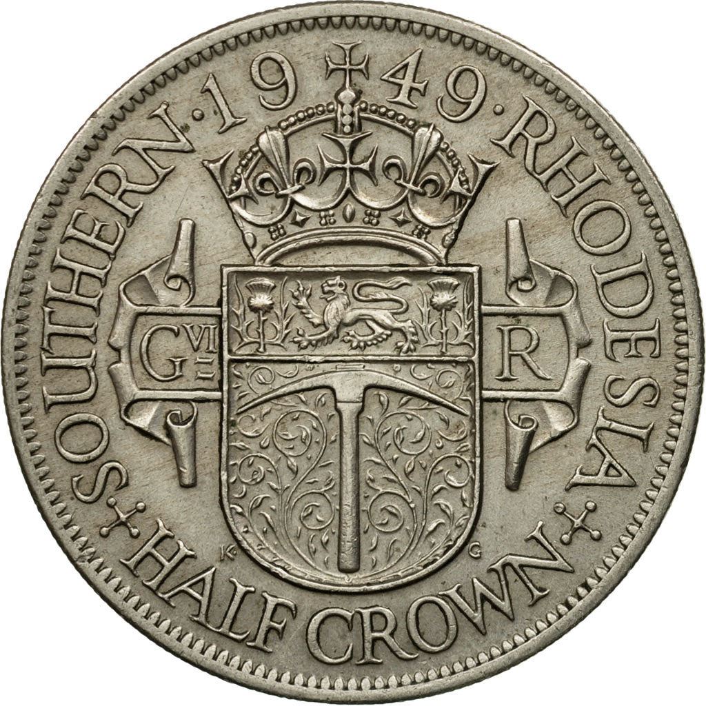 Southern Rhodesia | 1/2 Crown Coin | George VI | Crown | Shield | Pickaxe | Km:24 | 1948 - 1952