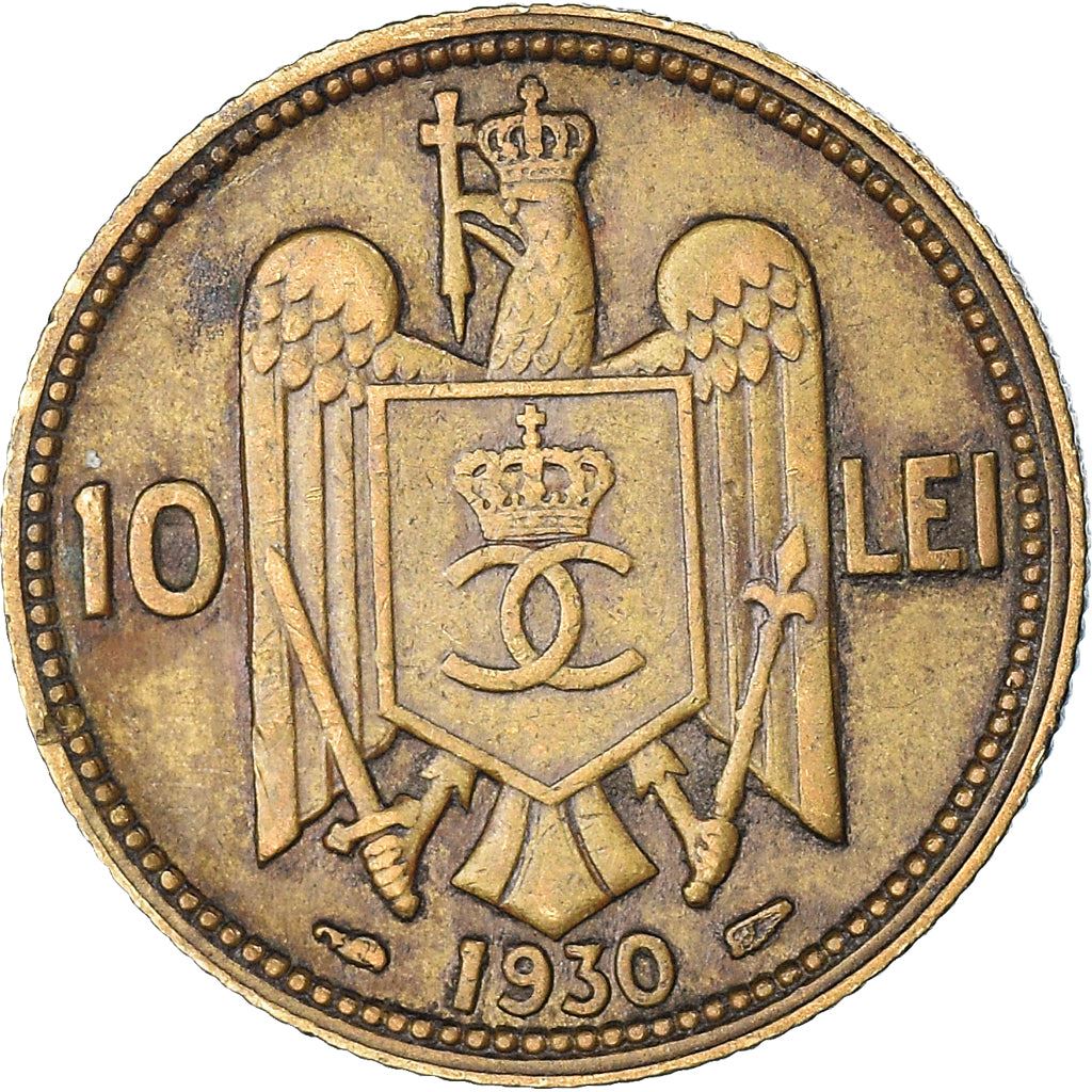 Romania | 10 Lei Coin | King Carol II | Eagle | KM49 | 1930